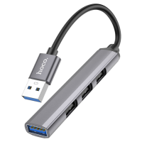 USB HUB adapter Hoco HB26 4в1 (USB-A to USB3.0+USB2.0*3) 0.13м gray
