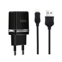 Зарядний пристрій Hoco C12 12W 2.4A 2USB-A з кабелем A-L black
