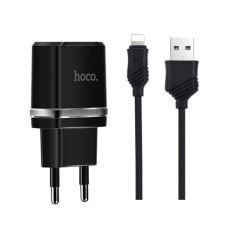 Зарядний пристрій Hoco C12 12W 2.4A 2USB-A з кабелем A-L black
