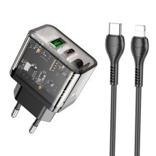 Зарядний пристрій Hoco N34 20W 3A USB-A+USB-C з кабелем С-L black