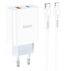 Зарядний пристрій Hoco C97A 20W 3A USB-A+USB-C з кабелем C-L white
