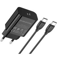 Зарядний пристрій Borofone BA65A 20W 3A USB-C з кабелем C-C black