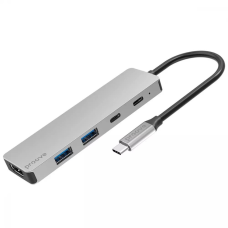USB HUB adapter Proove Iron Link 5в1 (2*Type-C + 2*USB3.0 + HDMI) gray