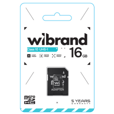 Карта пам'яті Wibrand microSDHC UHS-1 16Gb class 10 (adapter SD)