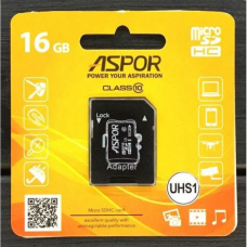 Карта пам'яті Aspor MicroSDXC 16Gb UHS-1 (Class 10) (sd adapter)