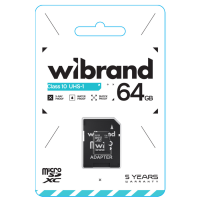Карта пам'яті Wibrand microSDXC UHS-1 64Gb class 10 (adapter SD)