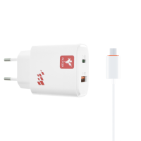 Зарядний пристрій FLYCDI FA-006 20W 3A USB-A+USB-C з кабелем A-M white