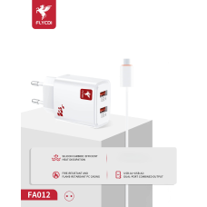 Зарядний пристрій FLYCDI FA-012 12W 2.4A 2USB-A з кабелем A-M white