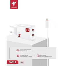 Зарядний пристрій FLYCDI FA-012 12W 2.4A 2USB-A з кабелем A-L white