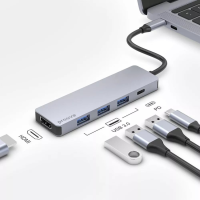 USB HUB adapter Proove Iron Link 5в1 (Type-C + 3*USB3.0 + HDMI) silver