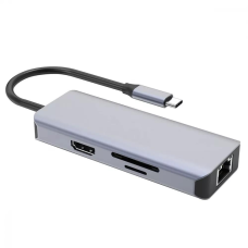 USB HUB adapter Proove Iron Link 6в1 (2*USB3.0 + SD + RJ45 + HDMI) silver