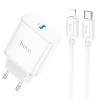 Зарядний пристрій Hoco C104A 20W 3A USB-C з кабелем C-L white