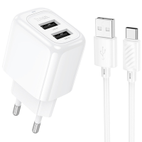 Зарядний пристрій Hoco CS51A 12W 2.4A 2USB-A з кабелем A-C white