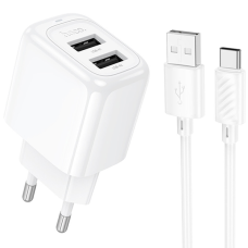 Зарядний пристрій Hoco CS51A 12W 2.4A 2USB-A з кабелем A-C white