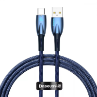 Кабель Baseus Glimmer Series Fast Charging USB-A to Type-C 100W 5A 1м (CADH000403) blue