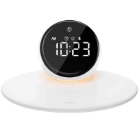 Бездротовий зарядний пристрій WIWU Wi-W017 with Night Light+Digital Alarm+Bluetooth Speaker 3в1 15W white