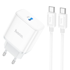 Зарядний пристрій Hoco C104A 20W 3A USB-С з кабелем С-C white