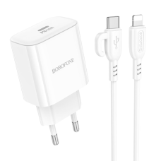 Зарядний пристрій Borofone BA81A 20W 3A USB-C з кабелем C-L white