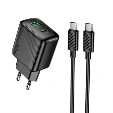 Зарядний пристрій Hoco CS25A 20W 3A USB-A+USB-С з кабелем C-C black