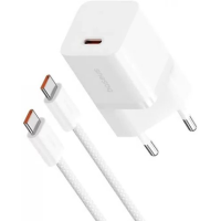 Зарядний пристрій Baseus GaN5 Mini 30W 3A USB-C з кабелем C-C 100W (P10110902) white