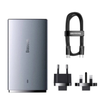 Зарядний пристрій Baseus GaN5 Pro Ultra-Slim 65W 3A USB-A+USB-C з кабелем C-C 100W (CCGP150113) gray