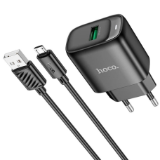 Зарядний пристрій Hoco C140A 18W 3A USB-A з кабелем A-M black