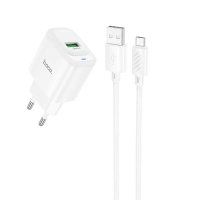 Зарядний пристрій Hoco C140A 18W 3A USB-A з кабелем A-M white