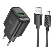 Зарядний пристрій Hoco C140A 18W 3A USB-A з кабелем A-C black