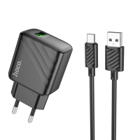 Зарядний пристрій Hoco CS21A 18W 3A USB-A з кабелем A-C black