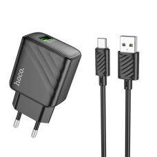 Зарядний пристрій Hoco CS21A 18W 3A USB-A з кабелем A-C black