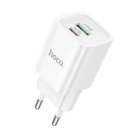 Зарядний пристрій Hoco C149A 30W 3A USB-A+USB-C white