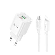 Зарядний пристрій Hoco C149A 30W 3A USB-A+USB-C з кабелем C-L white