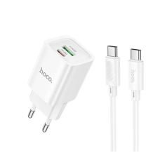 Зарядний пристрій Hoco C149A 30W 3A USB-A+USB-C з кабелем C-C white