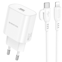Зарядний пристрій Borofone BA82A  25W 3A USB-C з кабелем C-L white