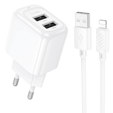 Зарядний пристрій Hoco CS51A 12W 2.4A 2USB-A з кабелем A-L white