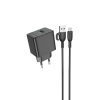 Зарядний пристрій Borofone BAS12A 18W 3A USB-A з кабелем A-M black