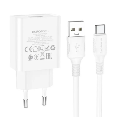 Зарядний пристрій Borofone BA74A 10.5W 2.1A USB-A з кабелем A-C white