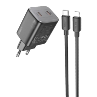 Зарядний пристрій Hoco N42 45W 3A 2USB-C з кабелем C-L black