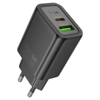 Зарядний пристрій Hoco N61 20W 3A USB-A+USB-C black