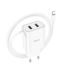 Зарядний пристрій Hoco C103A 10.5W 2.1A 2USB-A з кабелем A-L white