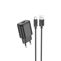 Зарядний пристрій Hoco C134A 12W 2.4A USB-A з кабелем A-C black