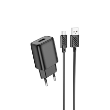 Зарядний пристрій Hoco C134A 12W 2.4A USB-A з кабелем A-M black