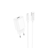 Зарядний пристрій Hoco C134A 12W 2.4A USB-A з кабелем A-M white