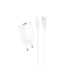 Зарядний пристрій Hoco C134A 12W 2.4A USB-A з кабелем A-L white