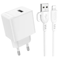 Зарядний пристрій Borofone BAS11A 10.5W 2.1A USB-A з кабелем A-L white