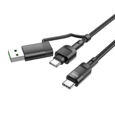Кабель Hoco U106 2в1 Type-C100W 5A+Type-C to USB 2.4A 1.2м black