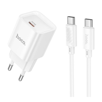 Зарядний пристрій Hoco C146A 20W 3A USB-C з кабелем C-C white