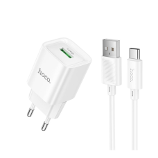Зарядний пристрій Hoco C145A 18W 3A USB-A з кабелем A-C white