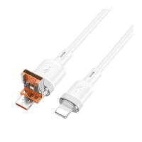 Кабель Hoco U131 2в1 USB-A+Type-C to Lightning 1.2м white