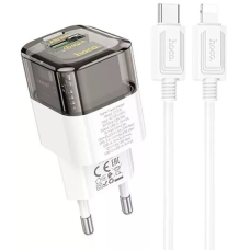 Зарядний пристрій Hoco C131A 30W 3A USB-A+USB-C з кабелем C-L transparent black